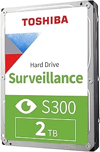 Toshiba 2TB S300 Surveillance HDD - 3.5' SATA Internal Hard Drive Supports up to 64 HD Cameras at a 180TB/Year workload (HDWT720UZSVA)