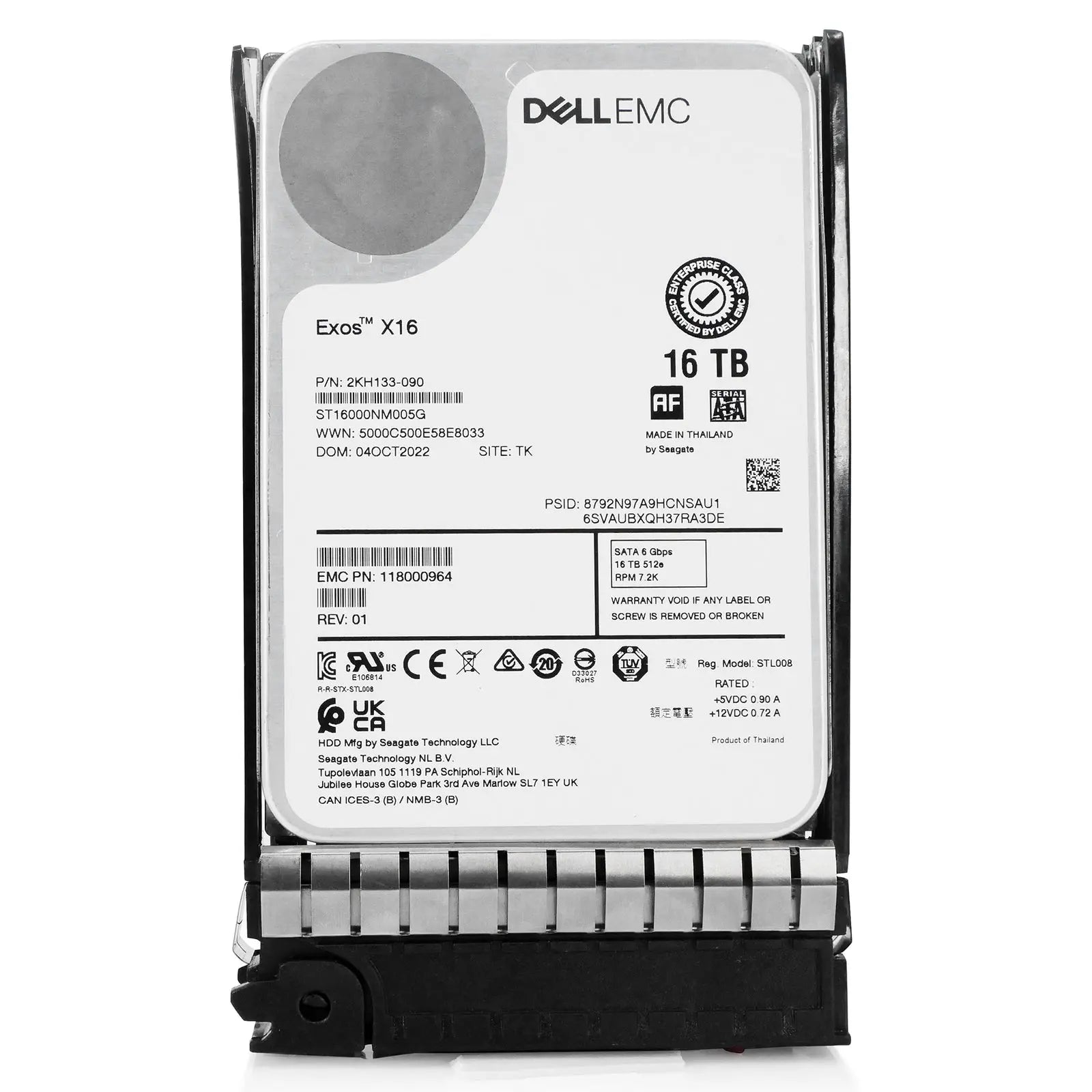 Seagate/Dell G14 ST16000NM005G 039XRY 16TB 7.2K RPM SATA 6Gb/s 512e CMR 3.5in Hard Drive Seagate