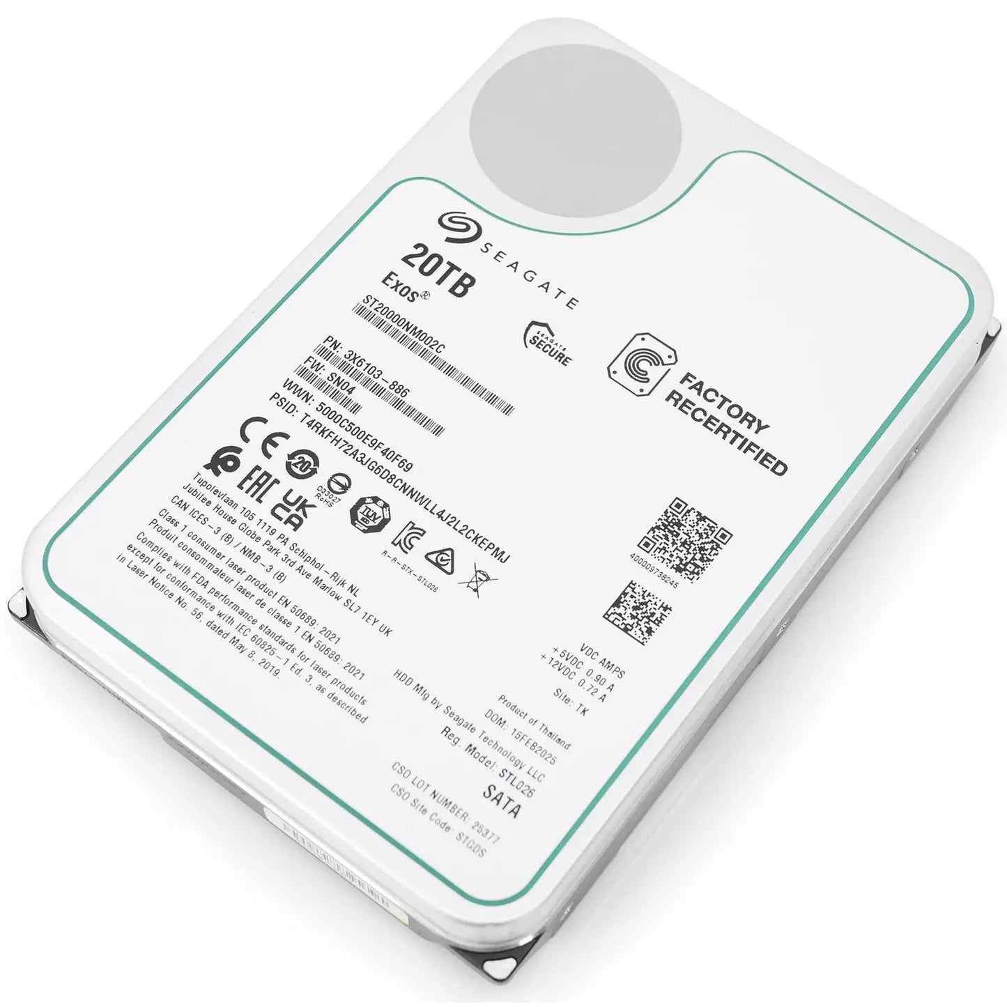 Seagate Exos ST20000NM002C 20TB 7.2K RPM SATA 6Gb/s 512e 3.5in Hard Drive Seagate