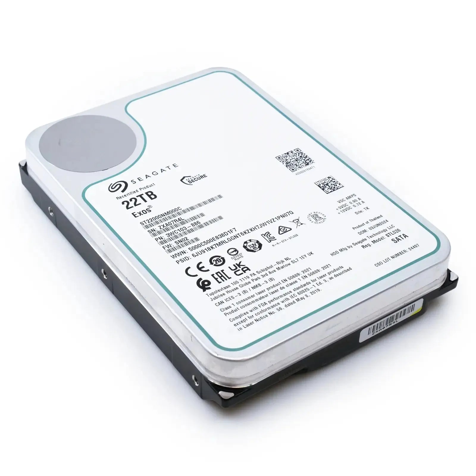 Seagate Exos ST22000NM000C 22TB 7.2K RPM SATA 6Gb/s 3.5in Harde schijf Seagate