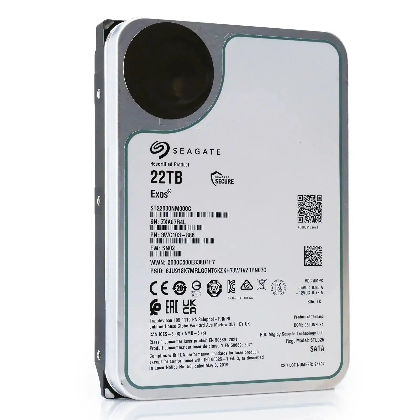 Seagate Exos ST22000NM000C 22TB 7.2K RPM SATA 6Gb/s 3.5in Harde schijf Seagate