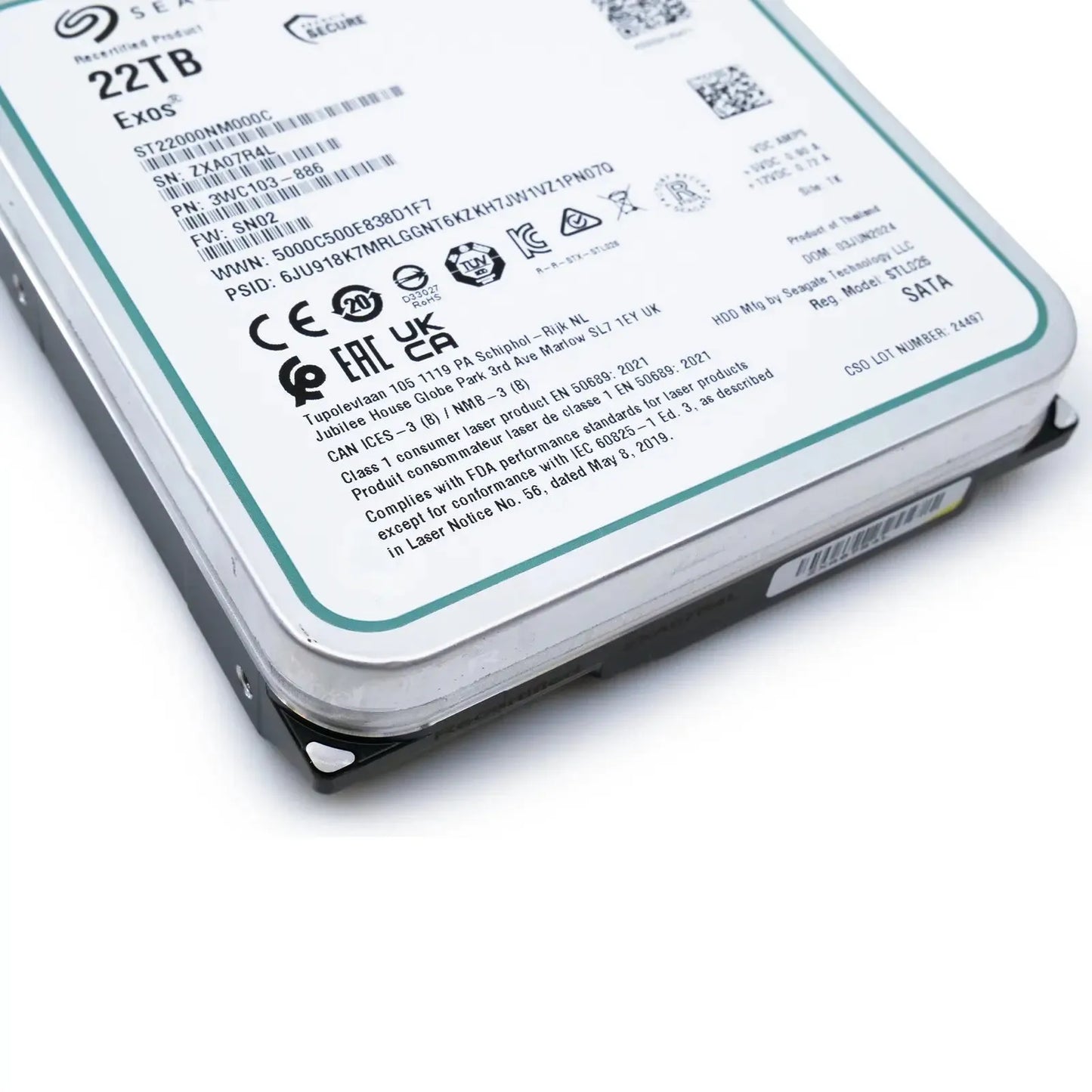 Seagate Exos ST22000NM000C 22TB 7.2K RPM SATA 6Gb/s 3.5in Harde schijf Seagate