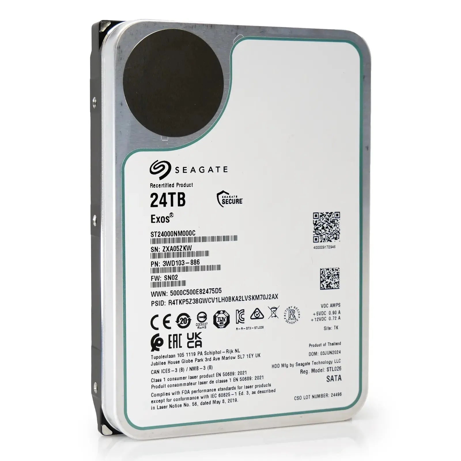 Seagate Exos ST24000NM000C 24TB 7.2K RPM SATA 6Gb/s 512e 3.5in Harde schijf Seagate