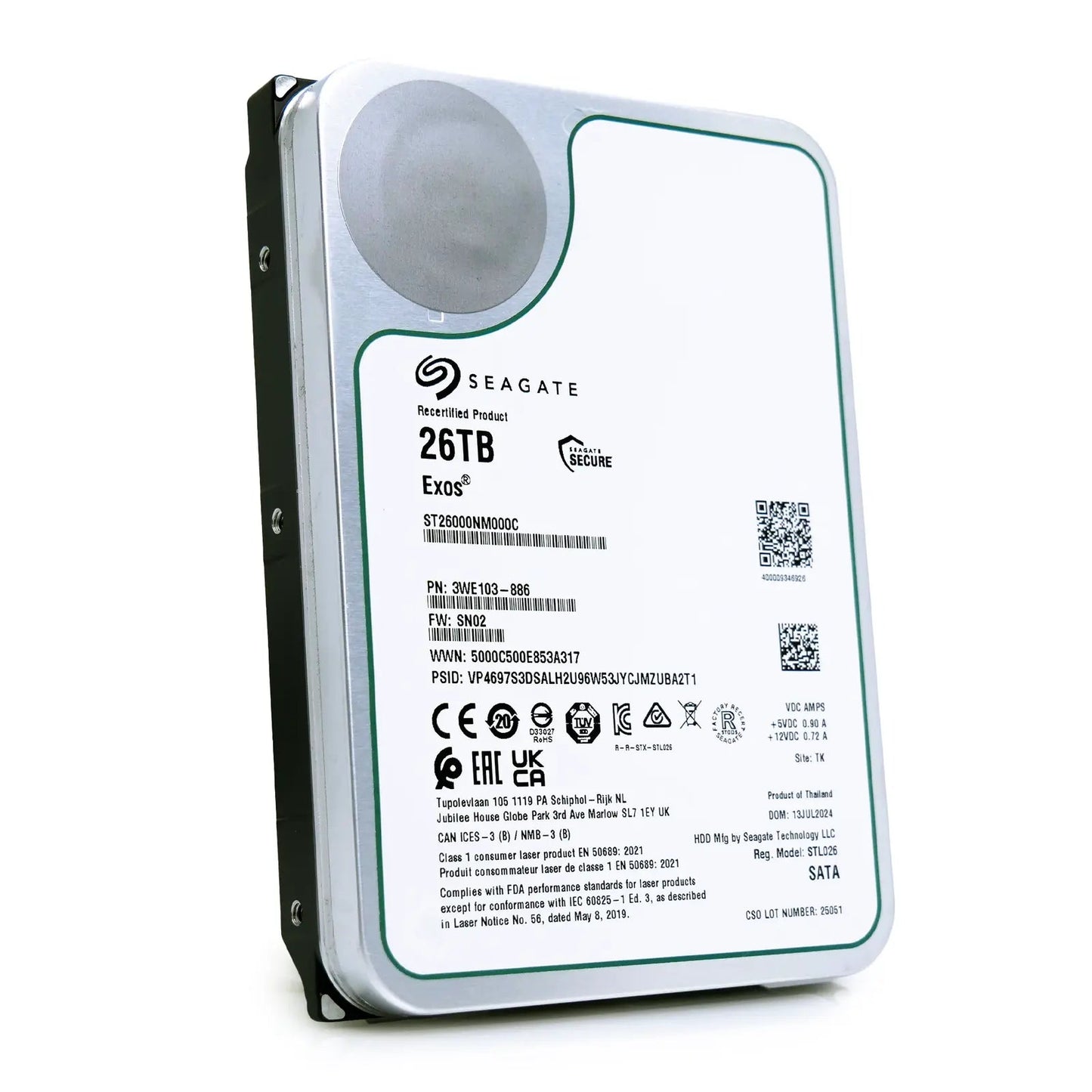 Seagate Exos ST26000NM000C 26TB 7.2K RPM SATA 6Gb/s 512e CMR 3.5in Hard Drive Seagate