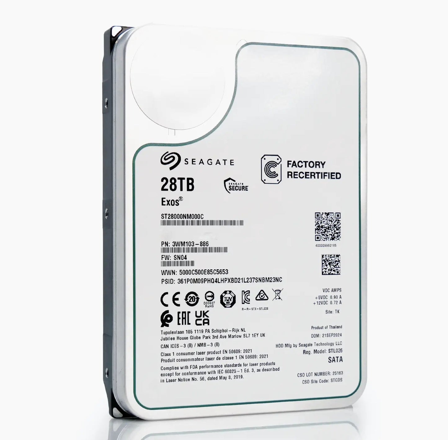 Seagate Exos ST28000NM000C 28TB 7.2K RPM SATA 6Gb/s 512e CMR 3.5in Harde schijf Seagate