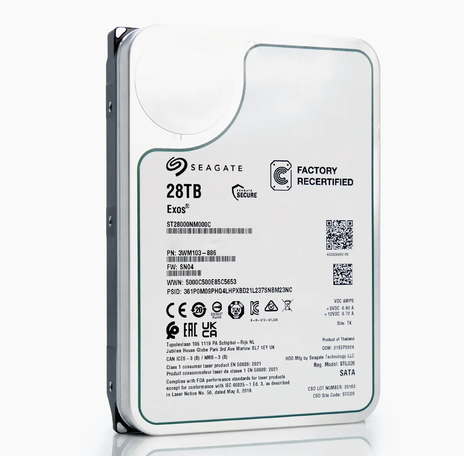 Seagate Exos ST28000NM000C 28TB 7.2K RPM SATA 6Gb/s 512e CMR 3.5in Harde schijf Seagate