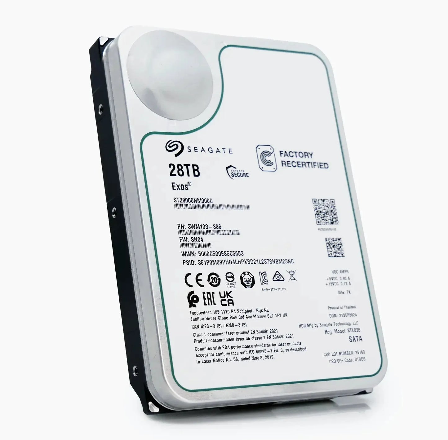Seagate Exos ST28000NM000C 28TB 7.2K RPM SATA 6Gb/s 512e CMR 3.5in Harde schijf Seagate