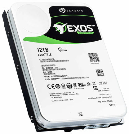 Seagate Exos X16 ST12000NM001G 12TB 7.2K RPM SATA 6Gb/s 512e/4Kn 256MB 3.5" FastFormat Hard Drive recertifiedHDD