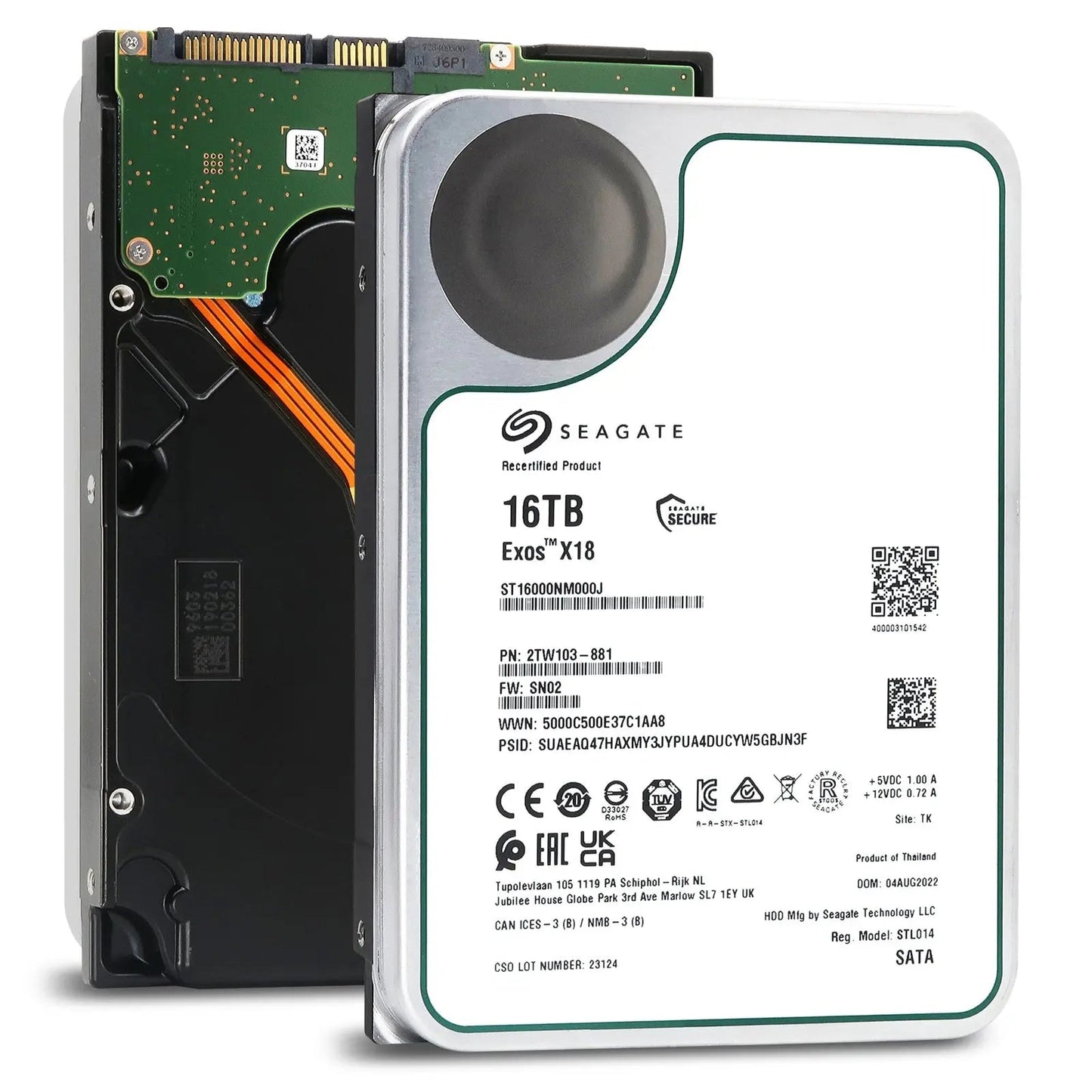 Seagate Exos X18 ST16000NM000J 16TB 7.2K RPM SATA 6Gb/s 3.5in Seagate